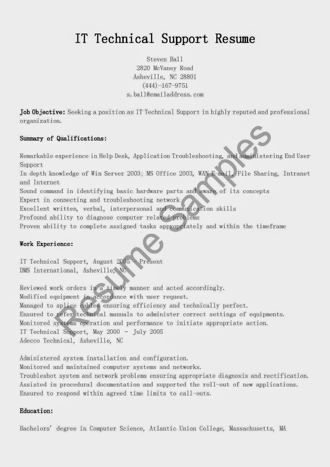 Application support resume